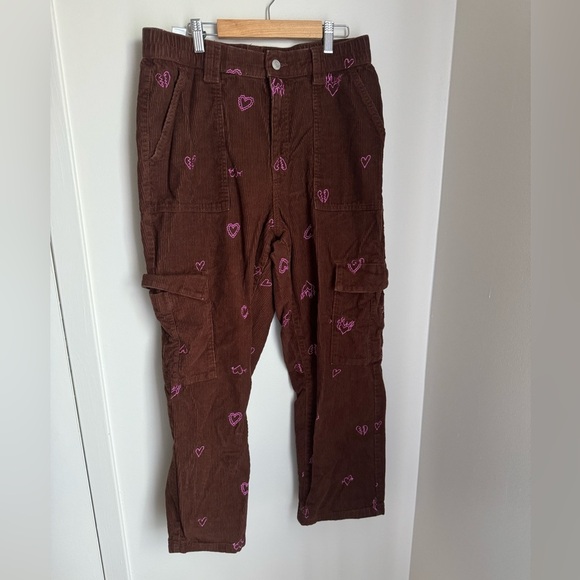 PacSun Pants - Pacsun cargo Corduroyed heart pants